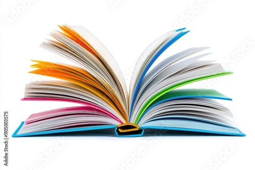 Open White Book with Colorful Pages