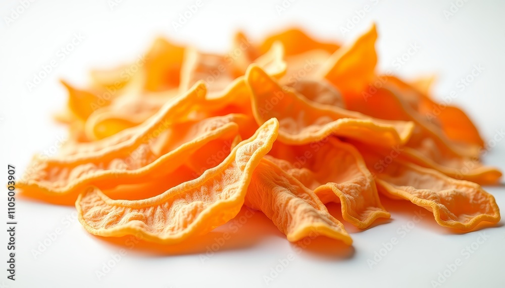 Yellow orange peel slices on white background Yellow orange peel slices on white background