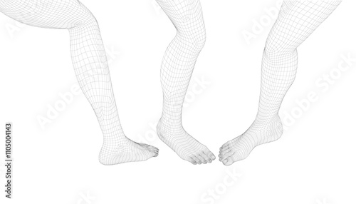 Human body parts. Foot wireframe vector.