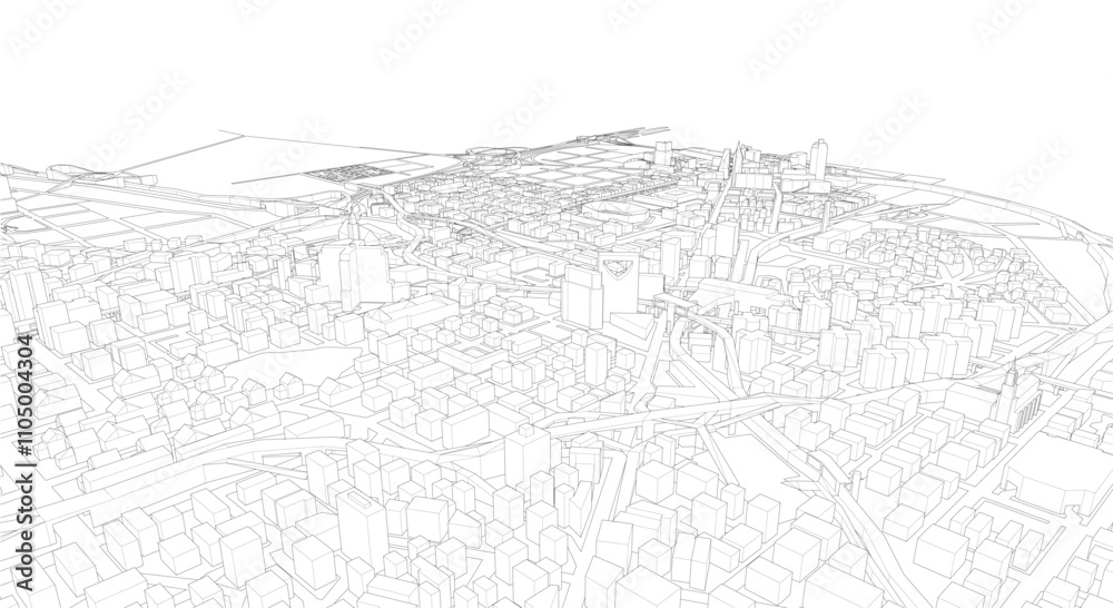 Fototapeta premium 3d wireframe of building. sketch design.Vector