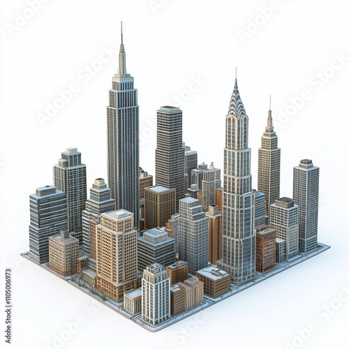 3d illustration modern city skyscraper
