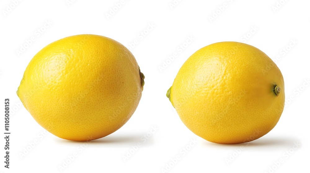 Two ripe lemons isolated on white background. Two ripe lemons isolated on white background.