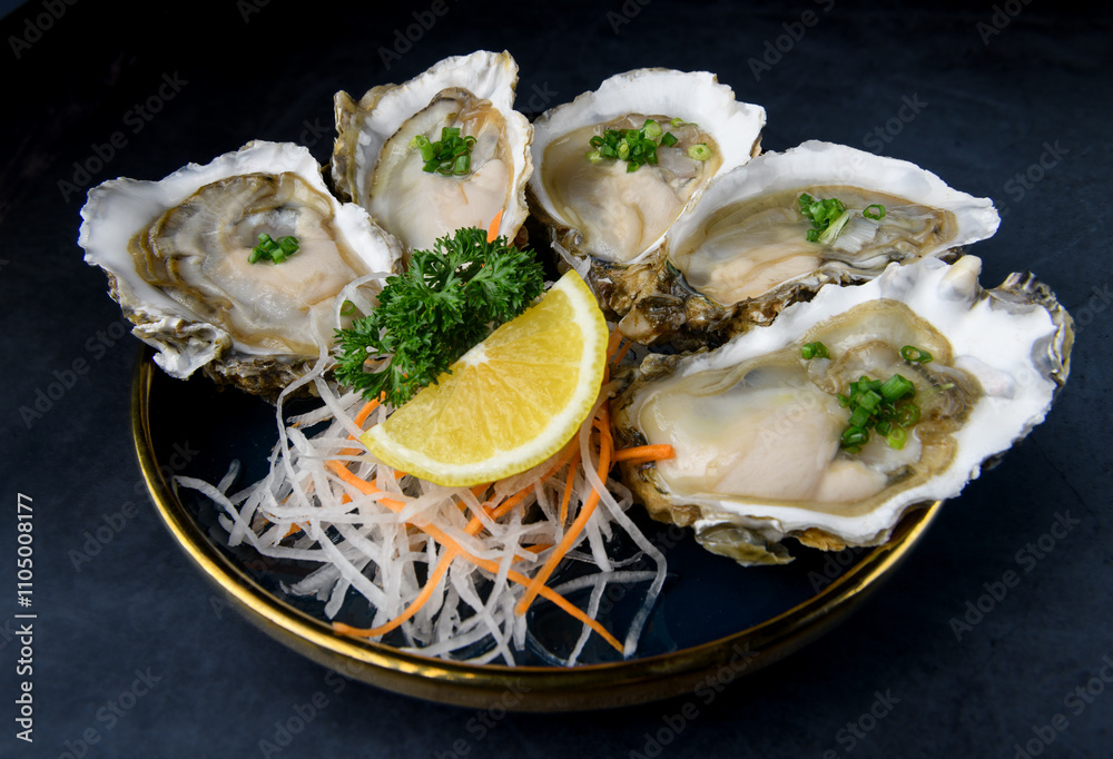Fresh opened oysters