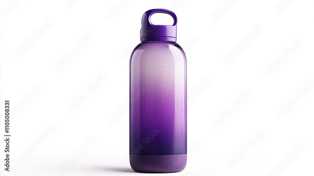 A premium purple hydration bottle with a gradient finish, set against a white background. The modern design includes a sturdy base and ergonomic grip, highlighted by polished details. A premium purple hydration bottle with a gradient finish, set against a white background. The modern design includes a sturdy base and ergonomic grip, highlighted by polished details.