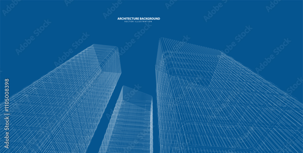 Fototapeta premium 3d wireframe of building. sketch design.Vector
