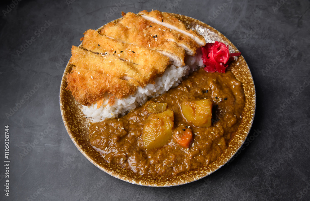 Japanese curry rice with fried chicken