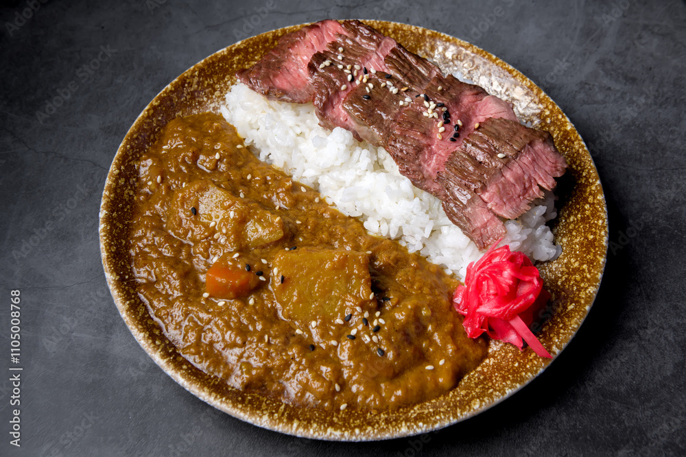 Kare rice with beef grilled