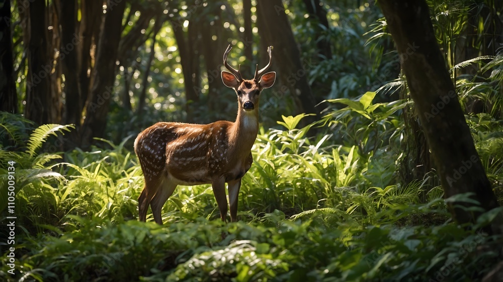 Graceful Elegance: Visayans Spotted Deer in the Forest Graceful Elegance: Visayans Spotted Deer in the Forest