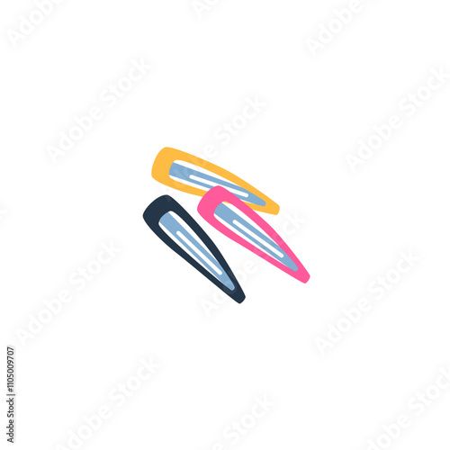 Vector fashion in the style of the 2000s: bright hair clips on a white background