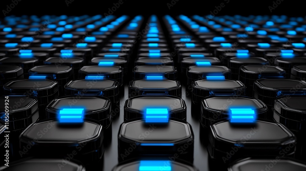 Obraz premium Abstract hexagonal grid with glowing blue lines.