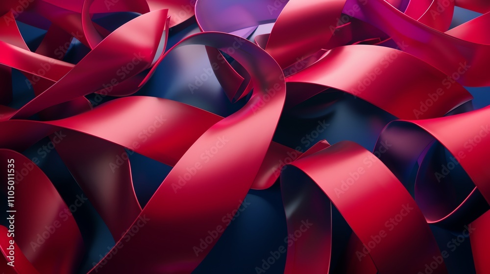 Abstract background with shiny red ribbons. Abstract background with shiny red ribbons.