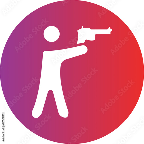 Shooting in standing position icon style