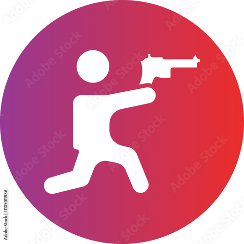 Shooting in sitting position icon style