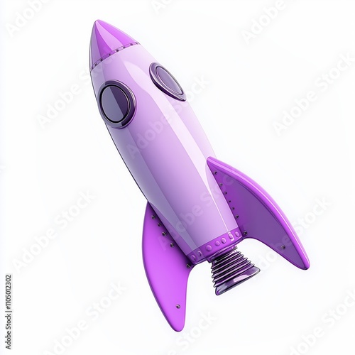 Rocket purple isolated on white background or missile launch