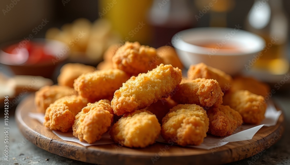 Fried chicken bites on a plate Fried chicken bites on a plate