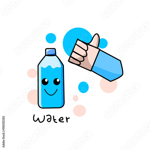 water bottle design with thumbs up