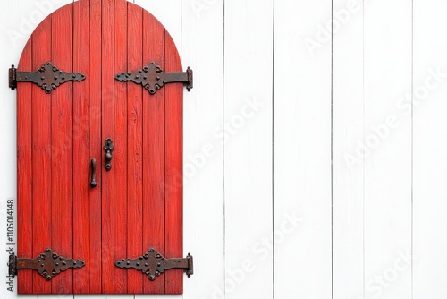 Decorative Double Wooden Door with Arched Tops photo