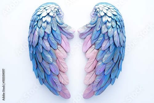 Angel wings isolated on gray background. This has clipping path. photo