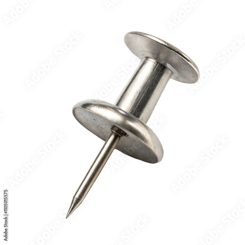 Silver finished classic push pins must-have office supplies for creativity, isolated on transparent or white background