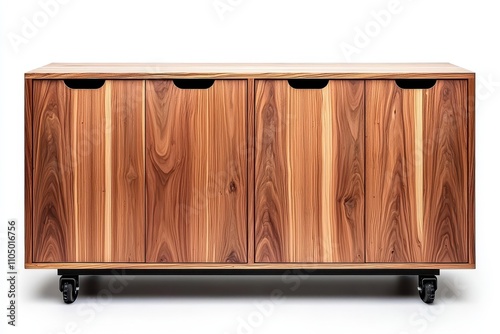 Sleek Wooden Wardrobe with Matte Black Accents