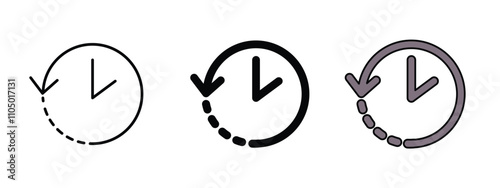 Set of three history icons, editable history icon with clock