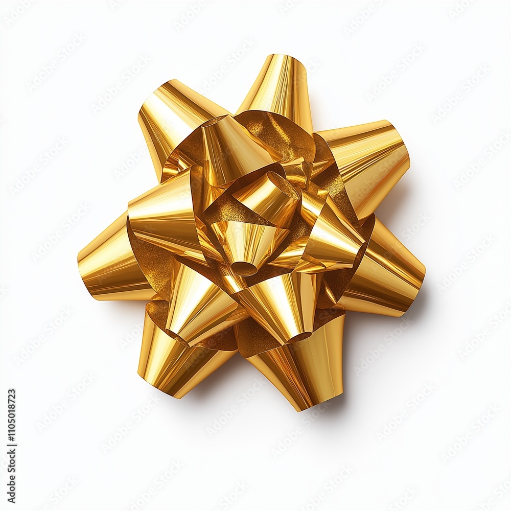 Bright golden gift bow displayed against a plain background for celebrations Bright golden gift bow displayed against a plain background for celebrations