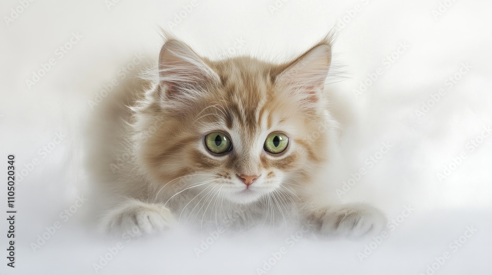 Adorable Cream Kitten With Striking Green Eyes Adorable Cream Kitten With Striking Green Eyes