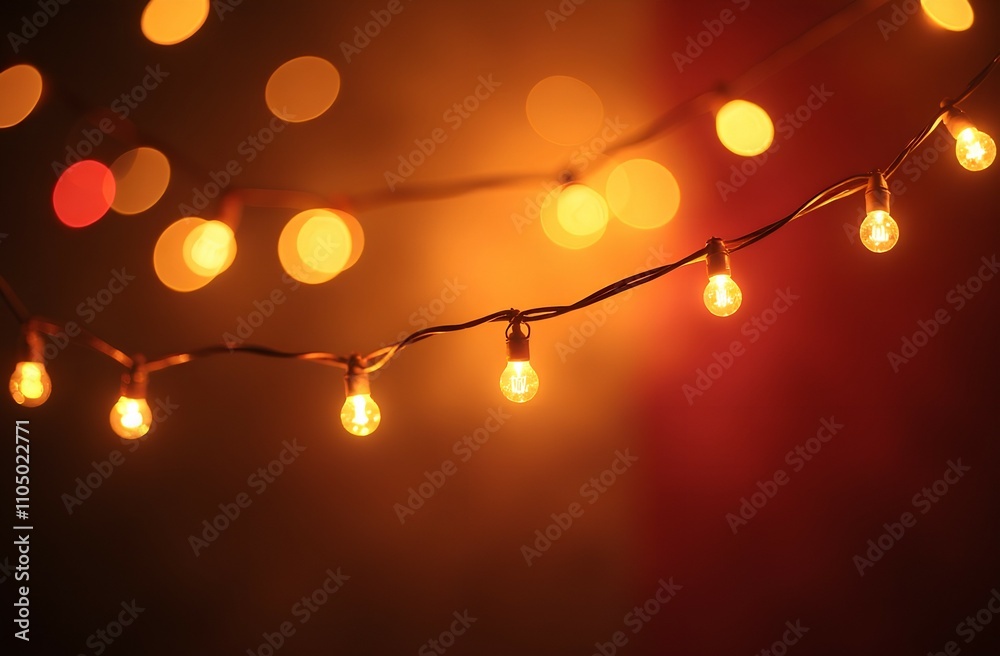 Garlands of warm colors on a festive dark background Garlands of warm colors on a festive dark background