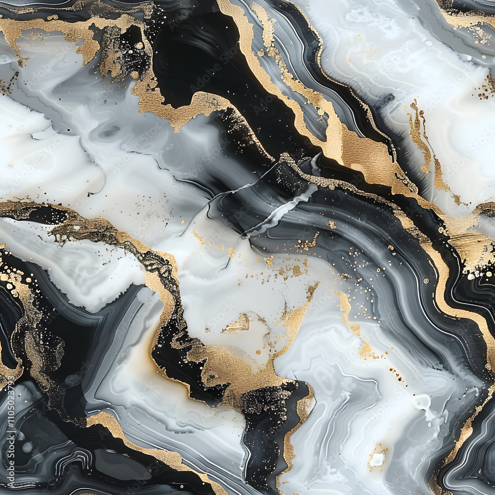 Abstract Black, White, and Gold Marble Texture. Abstract Black, White, and Gold Marble Texture.
