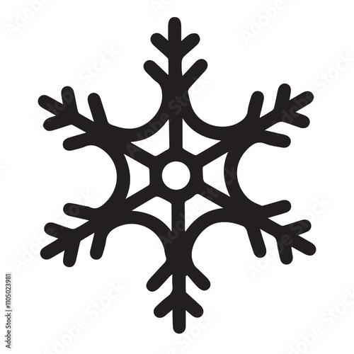 Wallpaper Mural Black and White Snowflake Illustration: A simple yet intricate depiction of the geometric symmetry found in snowflakes, ideal for winter-themed designs or creative projects focused on nature’s beauty Torontodigital.ca