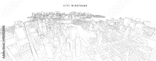 3d wireframe of building. sketch design.Vector