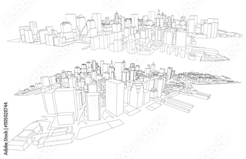 3d wireframe of building. sketch design.Vector
