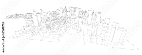 3d wireframe of building. sketch design.Vector
