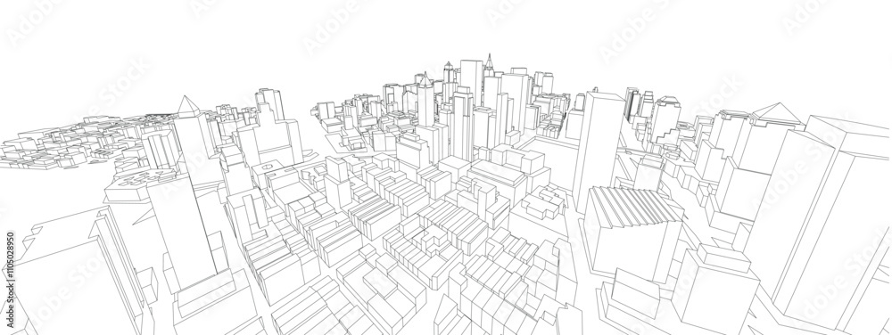 Naklejka premium 3d wireframe of building. sketch design.Vector 