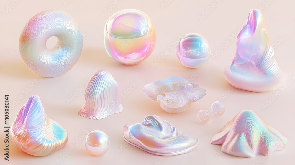 Abstract iridescent shapes pastel background design Abstract iridescent shapes pastel background design