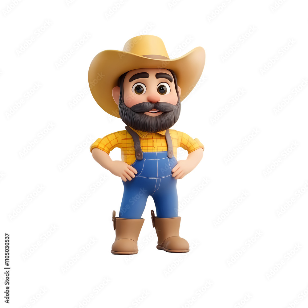 Farmer 3d cartoon render icon isolated transparent background cutout Farmer 3d cartoon render icon isolated transparent background cutout