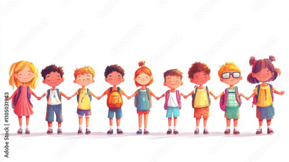 Children Holding Hands in Solidarity in Sunshine Children Holding Hands in Solidarity in Sunshine