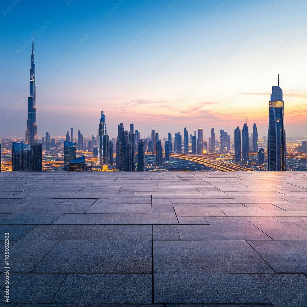 Obraz premium Metropolitan Majesty cityscape photography, evening lighting, elevated perspective