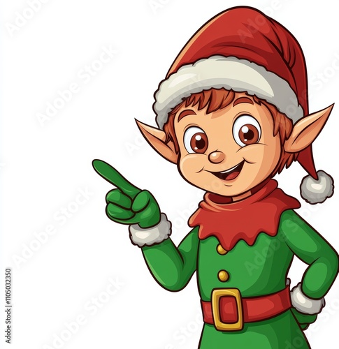 A solo, modernly depicted little elf illustrated on a white background. photo