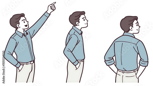 young business man in blue shirt half turn view people in a meeting photo