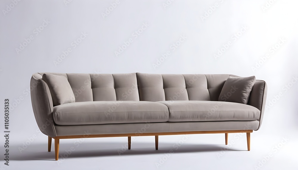 Fototapeta premium Cozy modern sofa, warm home atmosphere