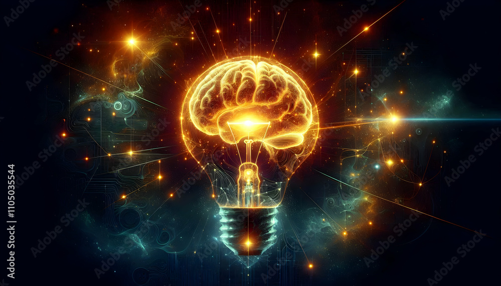 Bulb idea A digital illustration of a glowing brain morphing into the shape of a light bulb.1.jpg Bulb idea A digital illustration of a glowing brain morphing into the shape of a light bulb.1.jpg