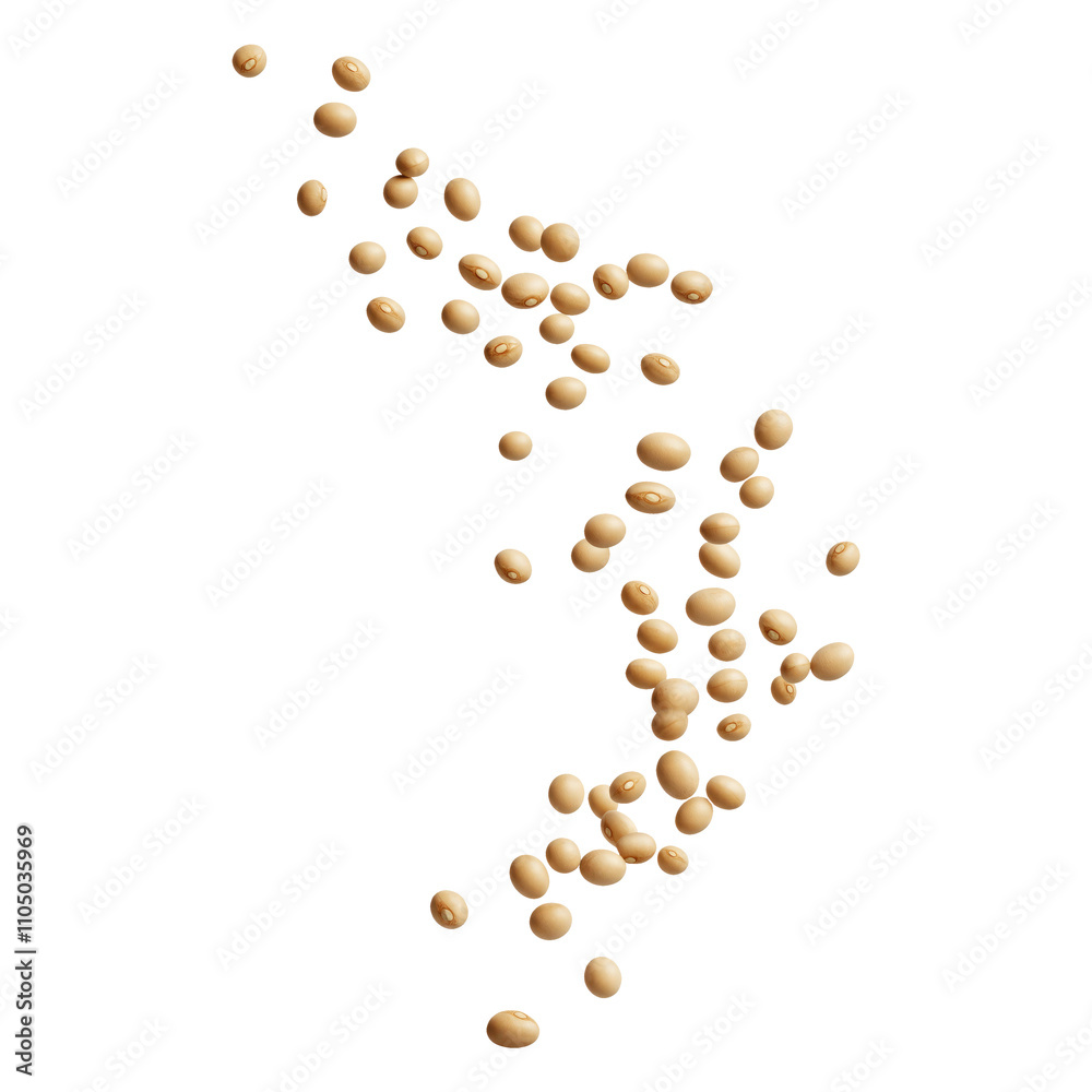 falling soybeans isolated on transparent white background, clipping path falling soybeans isolated on transparent white background, clipping path