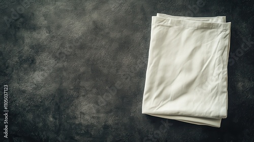 Folding a Crisp White T-Shirt Dark Gray Background Fashion Showcase Minimalist Style Indoor Setting Top-Down Clean Aesthetic