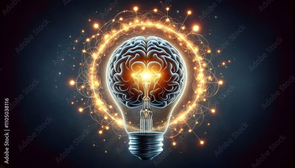 Bulb idea A radiant brain surrounded by a glowing light bulb outline, symbolizing creativity encapsulated in i1.jpg Bulb idea A radiant brain surrounded by a glowing light bulb outline, symbolizing creativity encapsulated in i1.jpg