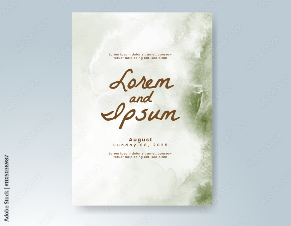 Wedding card invitation template with hand painted watercolor splash Wedding card invitation template with hand painted watercolor splash