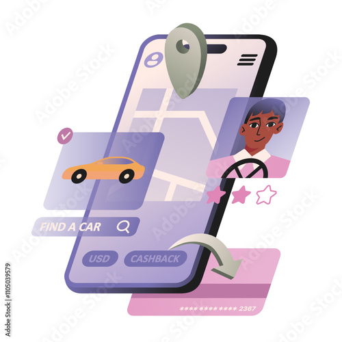 Ordering taxi using a mobile app 