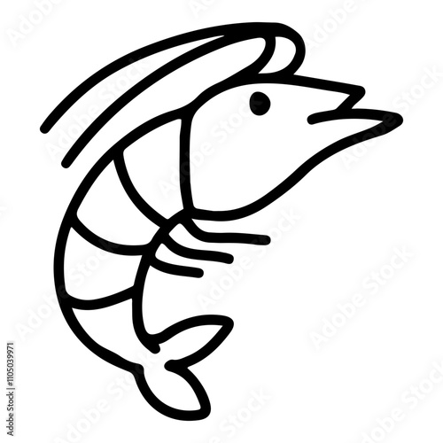 Doodle drawing icon of shrimp