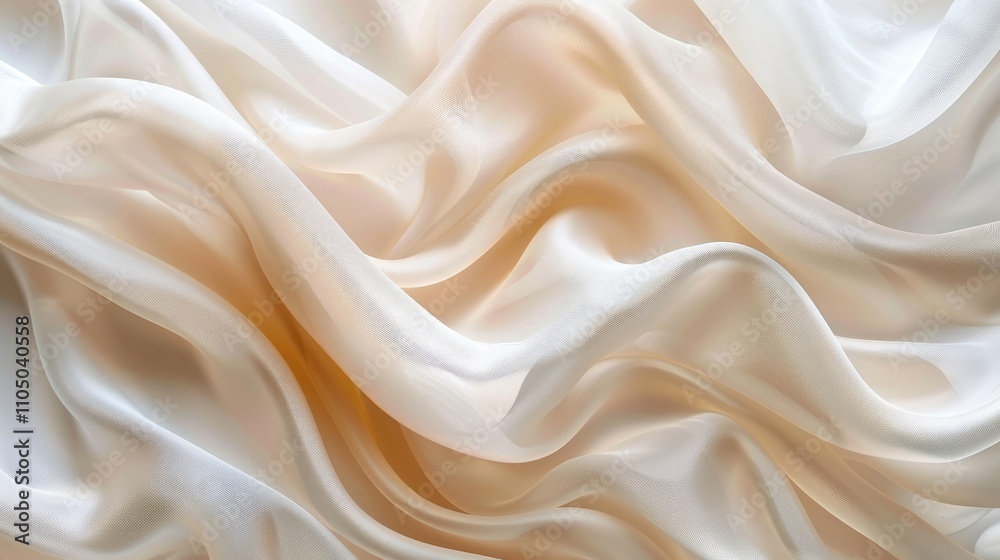 Abstract horizontal background with white, beige, and pearl wave fabric texture. Abstract horizontal background with white, beige, and pearl wave fabric texture.