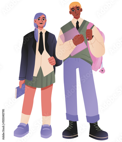 Students standing and holding textbooks